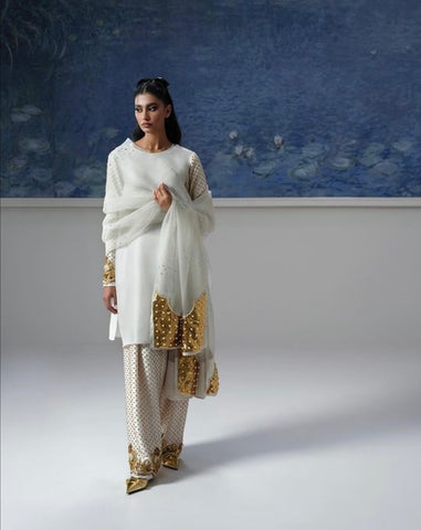 MUSE LUXE | EGRET EMBELLISHED RAW SILK SET