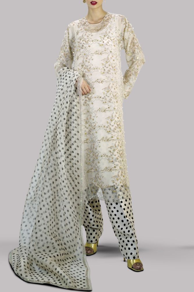 MUSE LUXE | EGRET BLOCK PRINTED & EMBELLISHED SET