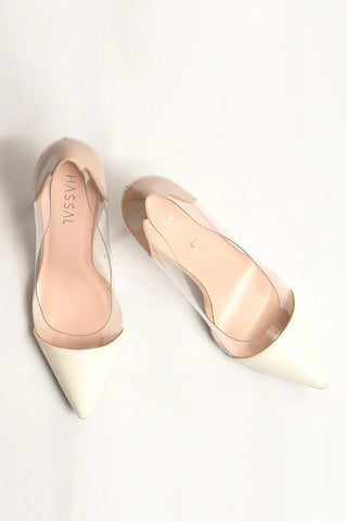 HASSAL | CONSTRAST WHITE PVC HEELS