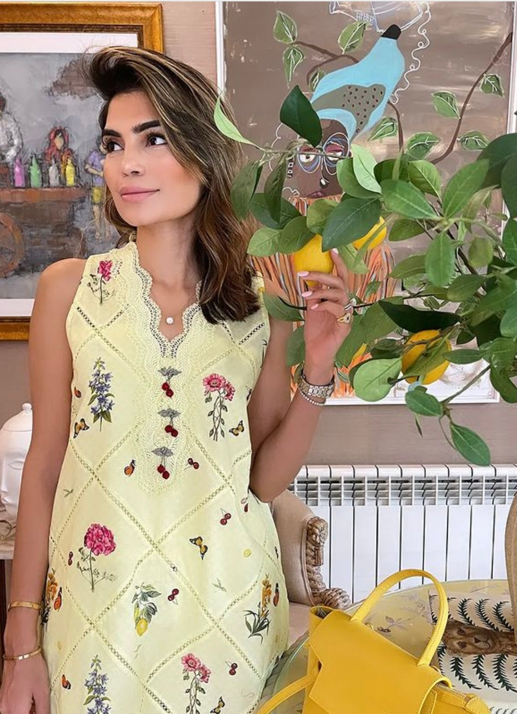 FARIDA HASAN | LEMON CHERRY LONG WITH SHALWAR
