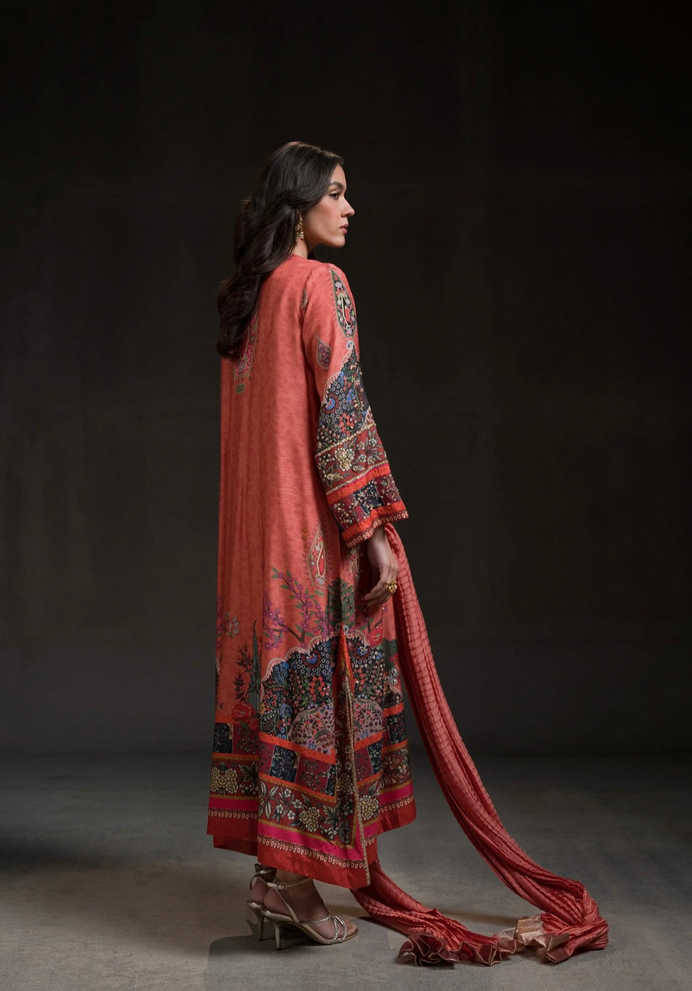 AMMARA KHAN GLITZ’24 | CORAL PINK KURTA SET