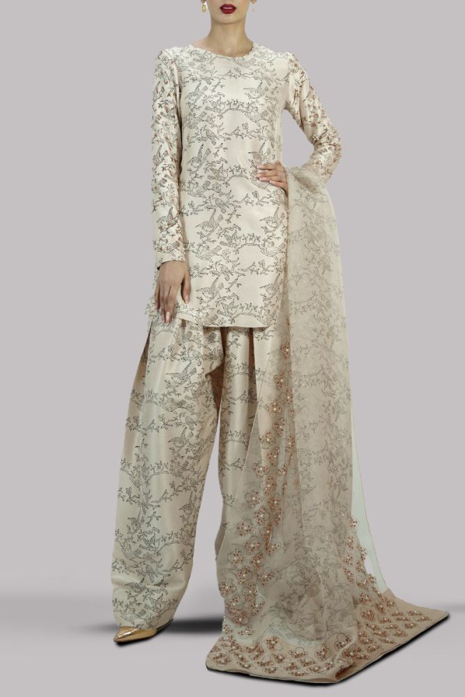 MUSE LUXE | LAMB’S WOOL BLOCK PRINTED & EMBELLISHED SET