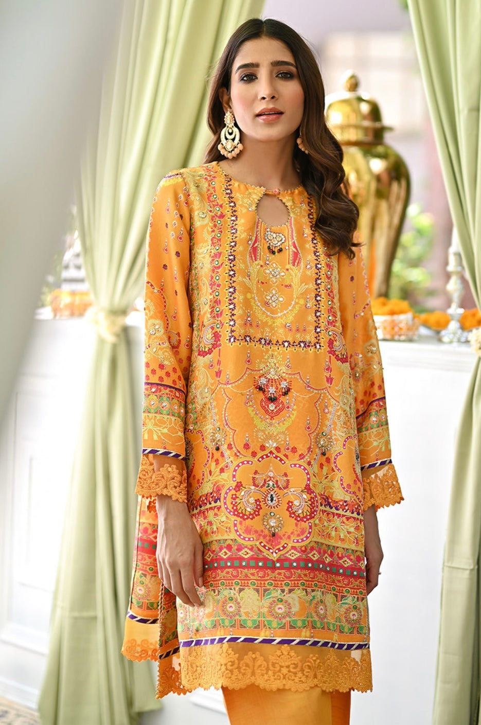 ANSAB JAHANGIR LUXE SILK PRET | SAFFRON