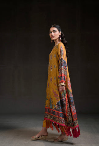 AMMARA KHAN GLITZ’24 | MUSTARD GOLD KAFTAN SET