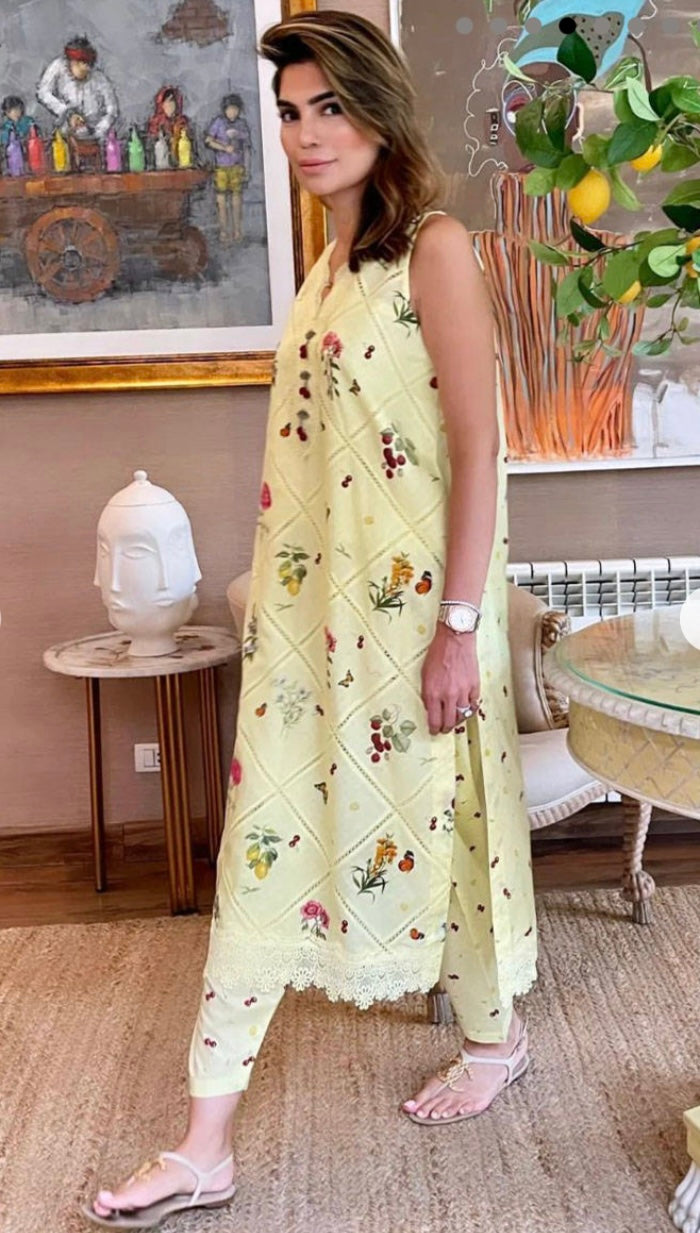 FARIDA HASAN | LEMON CHERRY LONG WITH SHALWAR