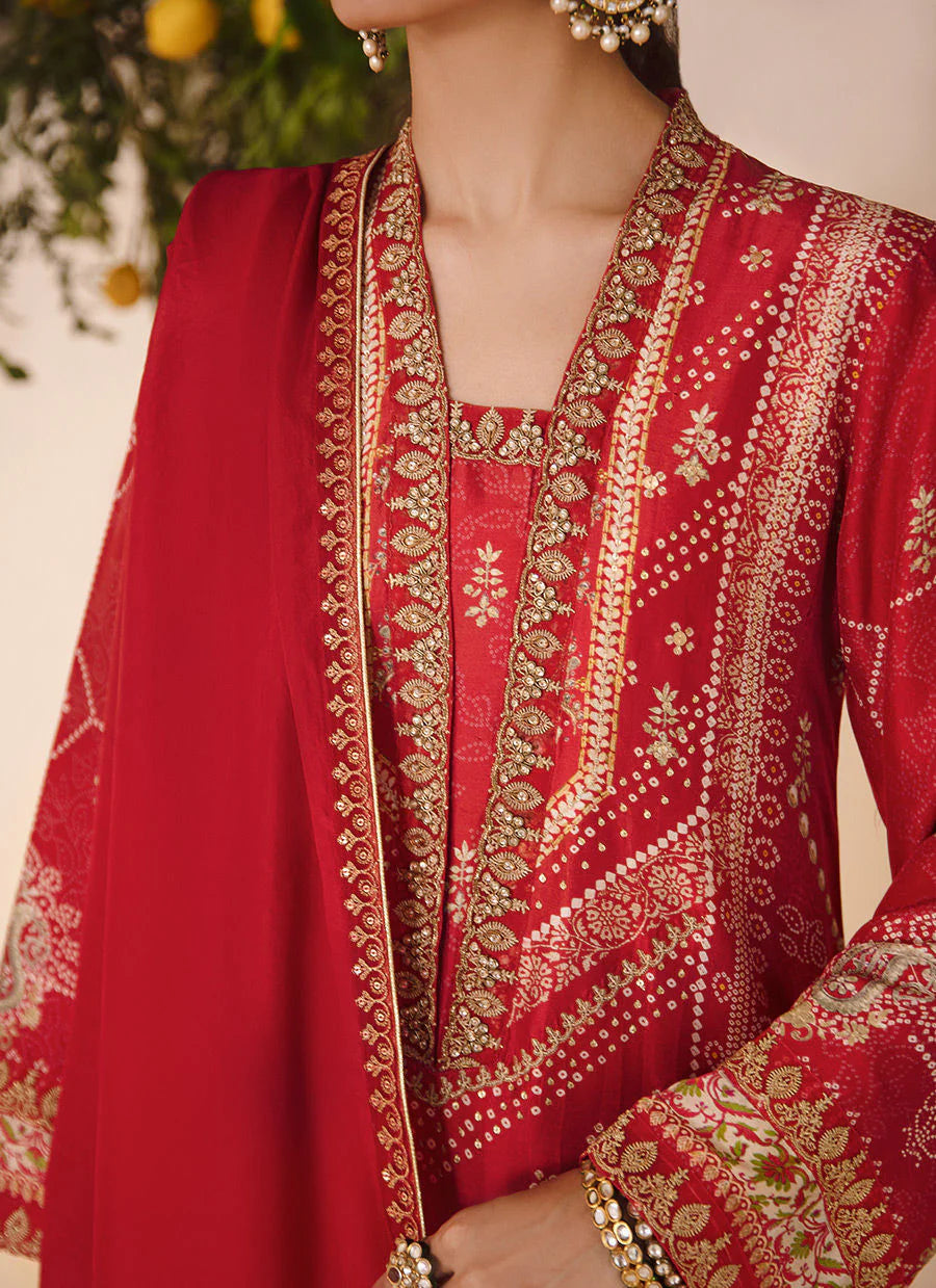 FARAH TALIB AZIZ LUXE SILK PRET’24 | ANEETA CRIMSON SET