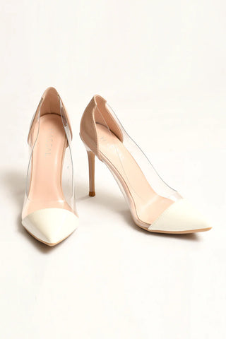 HASSAL | CONSTRAST WHITE PVC HEELS