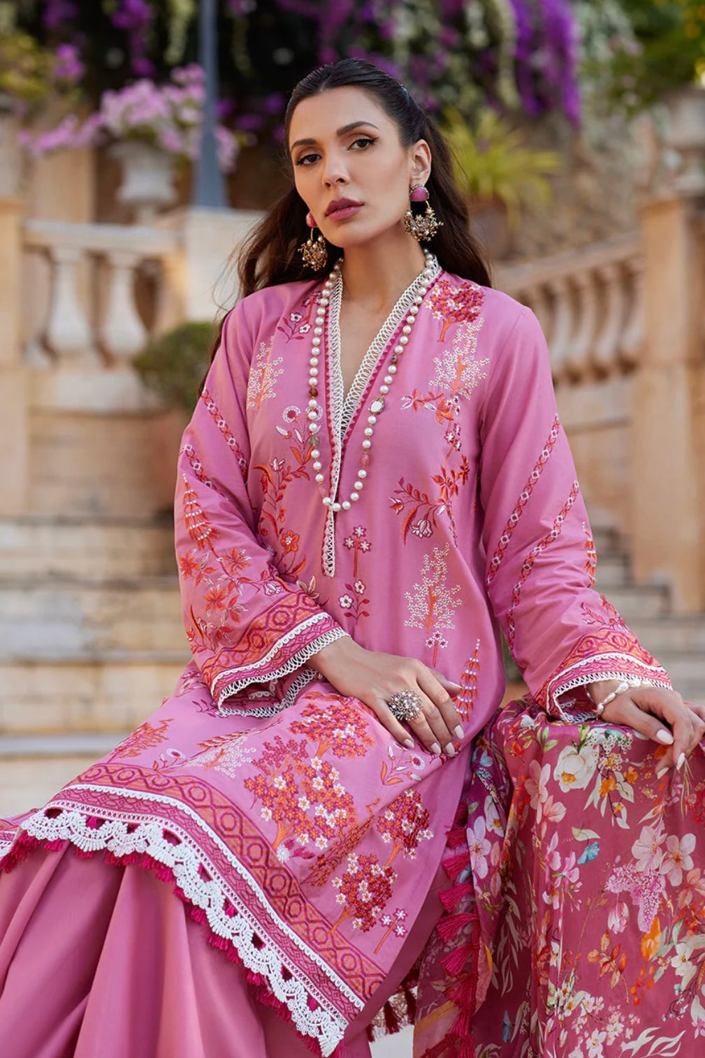 NIDA AZWER LUXURY LAWN’24 | PINK PARADISE