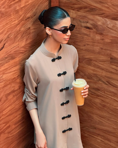 LIRA STUDIO | TAUPE MANDARIN BUTTONED SET