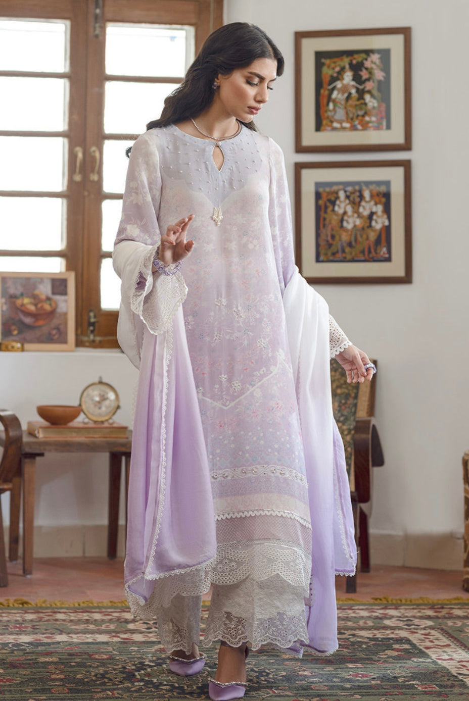 ANSAB JAHANGIR LUXE SILK PRET | PASTEL PETALS