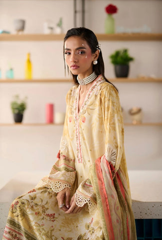 DHANAK CASUAL PRET | YELLOW HAND EMBELLISHED SET