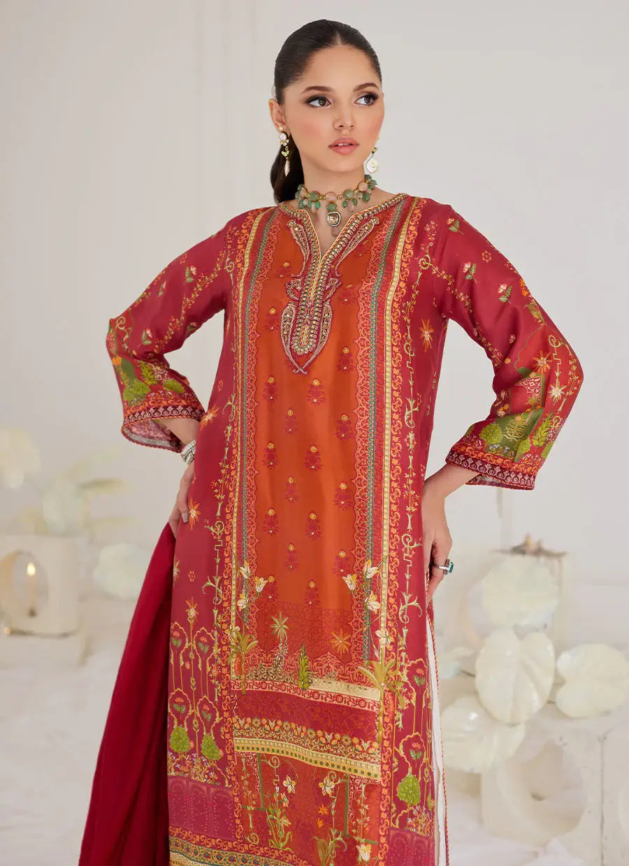 FARAH TALIB AZIZ LUXE SILK PRET’24 | PAULINA RUST SHIRT AND DUPATTA