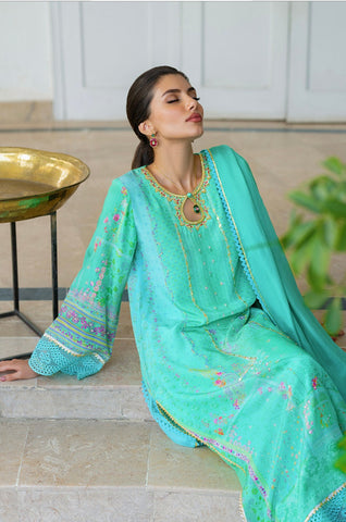 ANSAB JAHANGIR LUXE SILK PRET | AQUA SERENADE