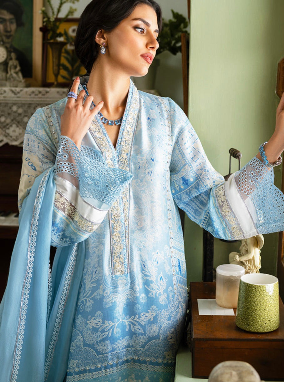 ANSAB JAHANGIR LUXE SILK PRET | AZURE BLOOMS