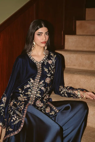 AMMARA KHAN ‘THE OVERTURE’26 | NAVY MIDNIGHT VELVET JACKET SET
