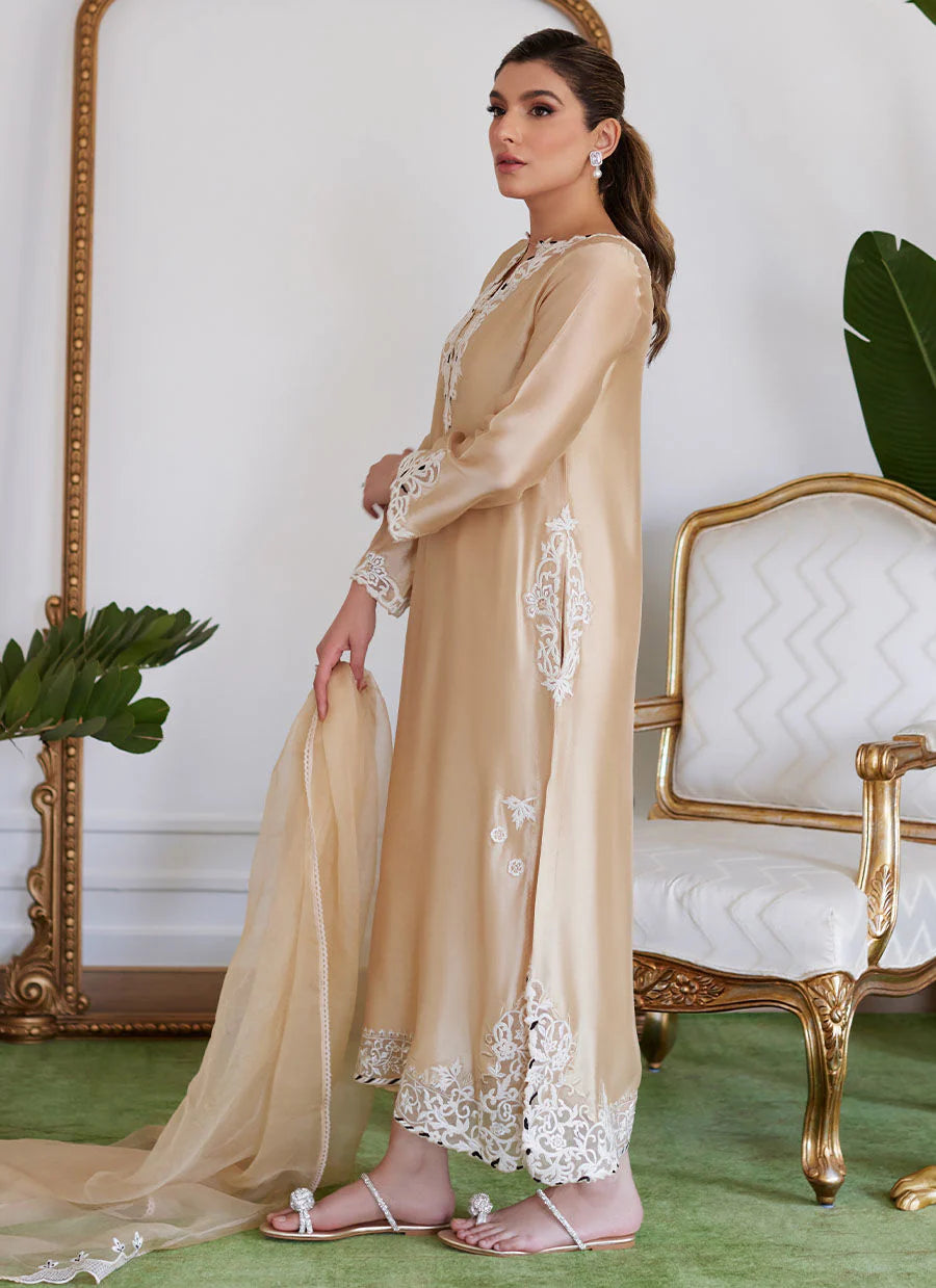 FARAH TALIB AZIZ LUXE PRET’24 | MELVINA CHAMPAGNE BEIGE SET