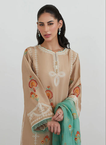 FARAH TALIB AZIZ LUXE PRET | LATTE EMBROIDERED SET