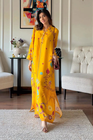 SANA SAFINAZ RAW SILK PRINTED KAFTAN | SS26STP742