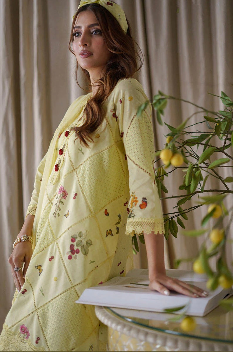 Farida Hasan | Lemon Cherry Shirt with Shalwar