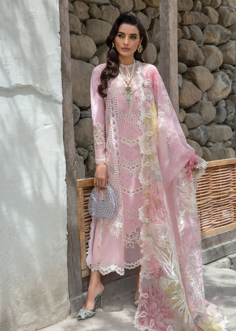 CRIMSON LAWN’24 | FLORAL MESH - ROSE PINK