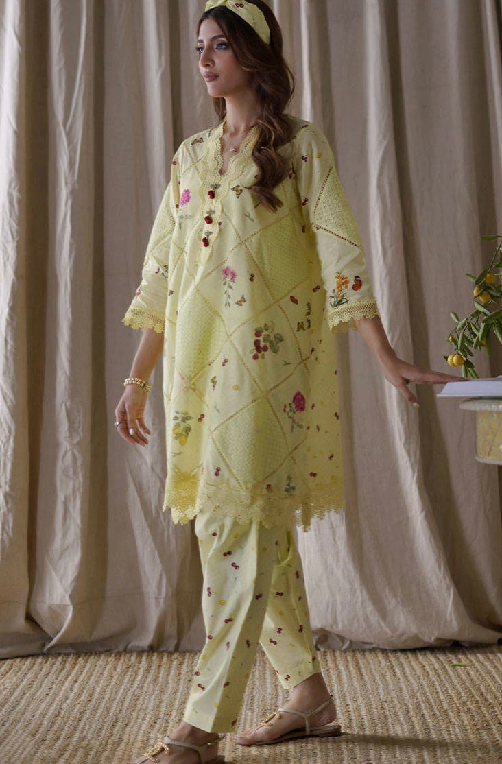 Farida Hasan | Lemon Cherry Shirt with Shalwar