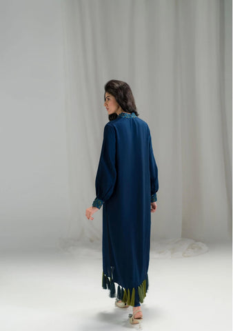 AMMARA KHAN SETA’24 | DEEP BLUE TASSEL TUNIC