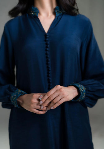AMMARA KHAN SETA’24 | DEEP BLUE TASSEL TUNIC