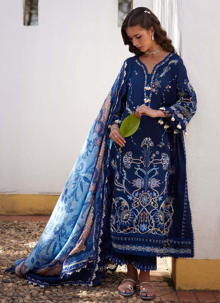 FARAH TALIB AZIZ LUXURY LAWN UNSTITCHED’26 | NIA NAVY