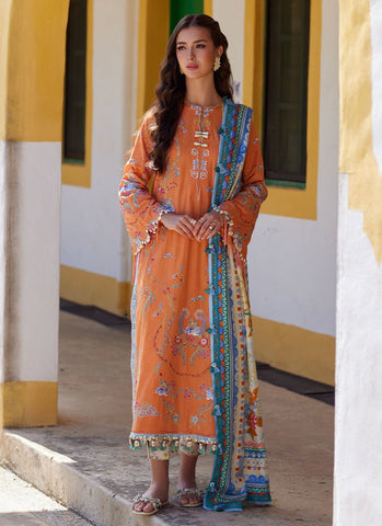 FARAH TALIB AZIZ LUXURY LAWN UNSTITCHED’26 | LUCIA BURNT ORANGE