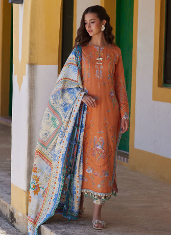 FARAH TALIB AZIZ LUXURY LAWN UNSTITCHED’26 | LUCIA BURNT ORANGE