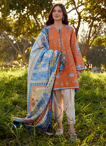 FARAH TALIB AZIZ LUXURY LAWN UNSTITCHED’26 | LUCIA BURNT ORANGE