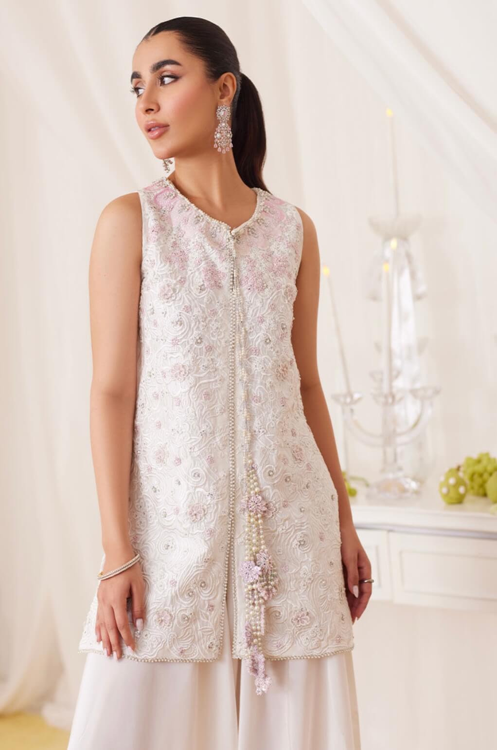 FARAH TALIB AZIZ ‘LEA FALL’24 | ZANA PEARL WHITE SET