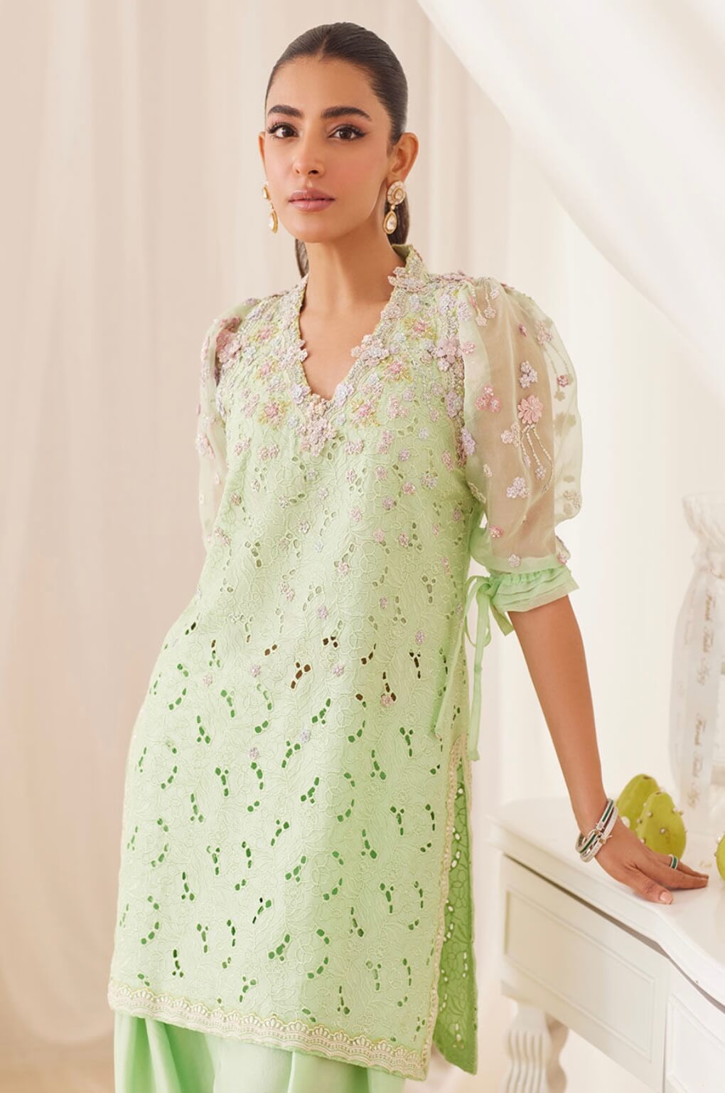FARAH TALIB AZIZ ‘LEA FALL’24 | NIKOL MINT HAND EMBELLISHED SET