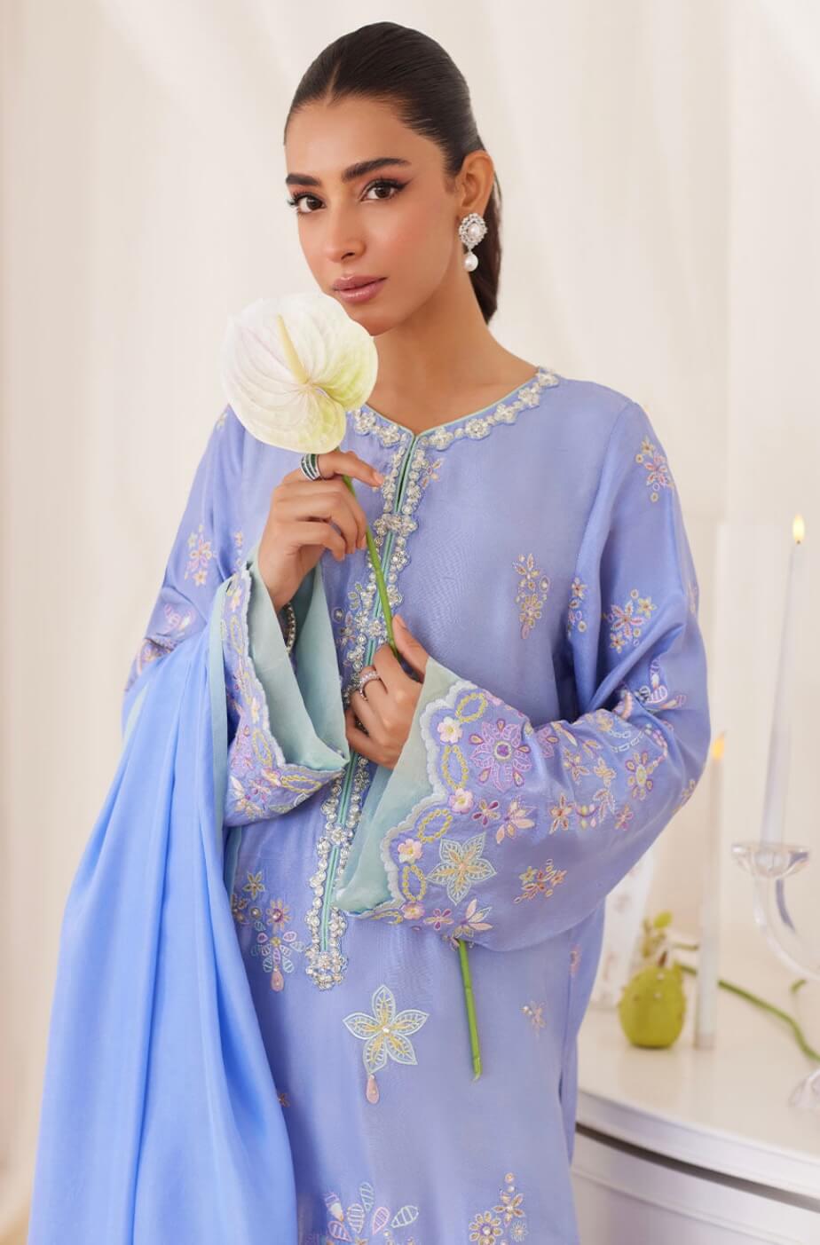 FARAH TALIB AZIZ ‘LEA FALL’24 | LEESHA PERIWINKLE BLUE SET