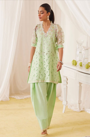 FARAH TALIB AZIZ ‘LEA FALL’24 | NIKOL MINT HAND EMBELLISHED SET
