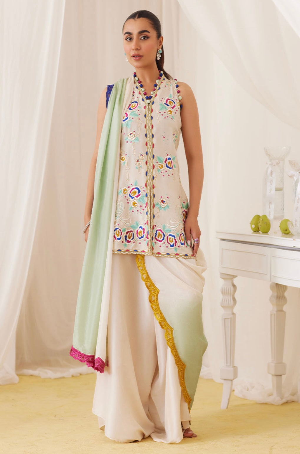 FARAH TALIB AZIZ ‘LEA FALL’24 | CLEO IVORY EMBROIDERED SET