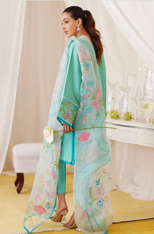 FARAH TALIB AZIZ ‘LEA FALL’24 | UNA TURQUOISE SHIRT & EMBROIDERED DUPATTA