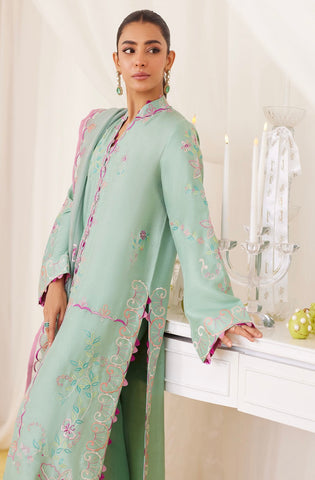 FARAH TALIB AZIZ ‘LEA FALL’24 | PETRA FERN GREEN EMBROIDERED SET