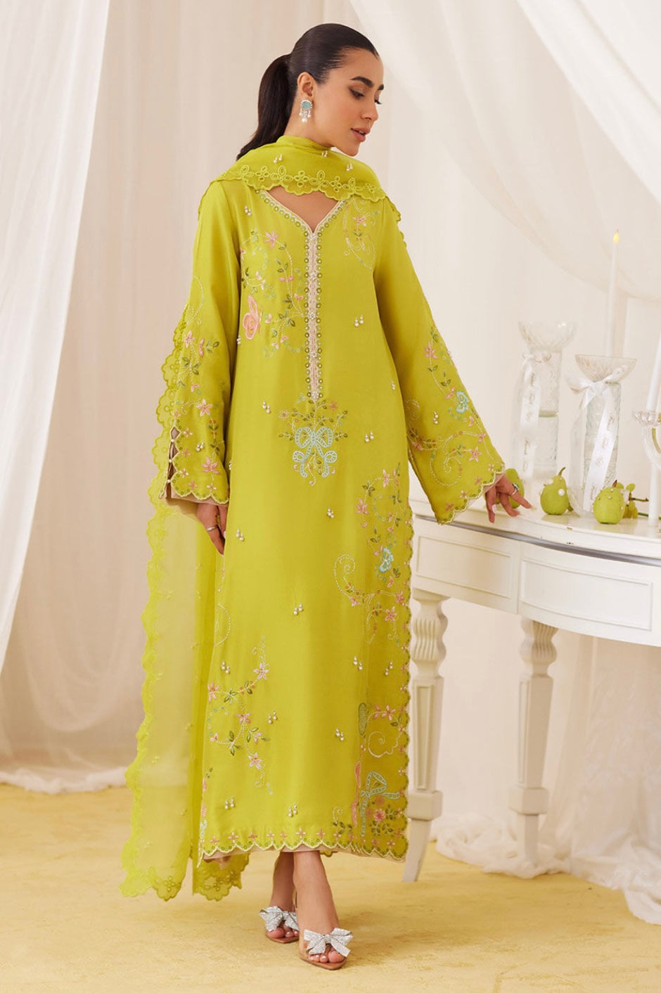 FARAH TALIB AZIZ ‘LEA FALL’24 | MARIJA KIWI GREEN EMBRODIERED SET