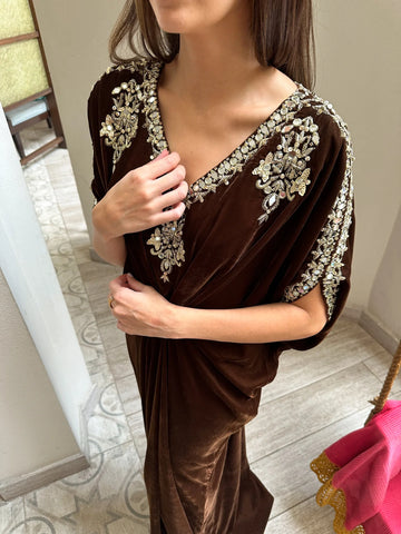 SAK | GOLDEN BROWN VELVET KAFTAN