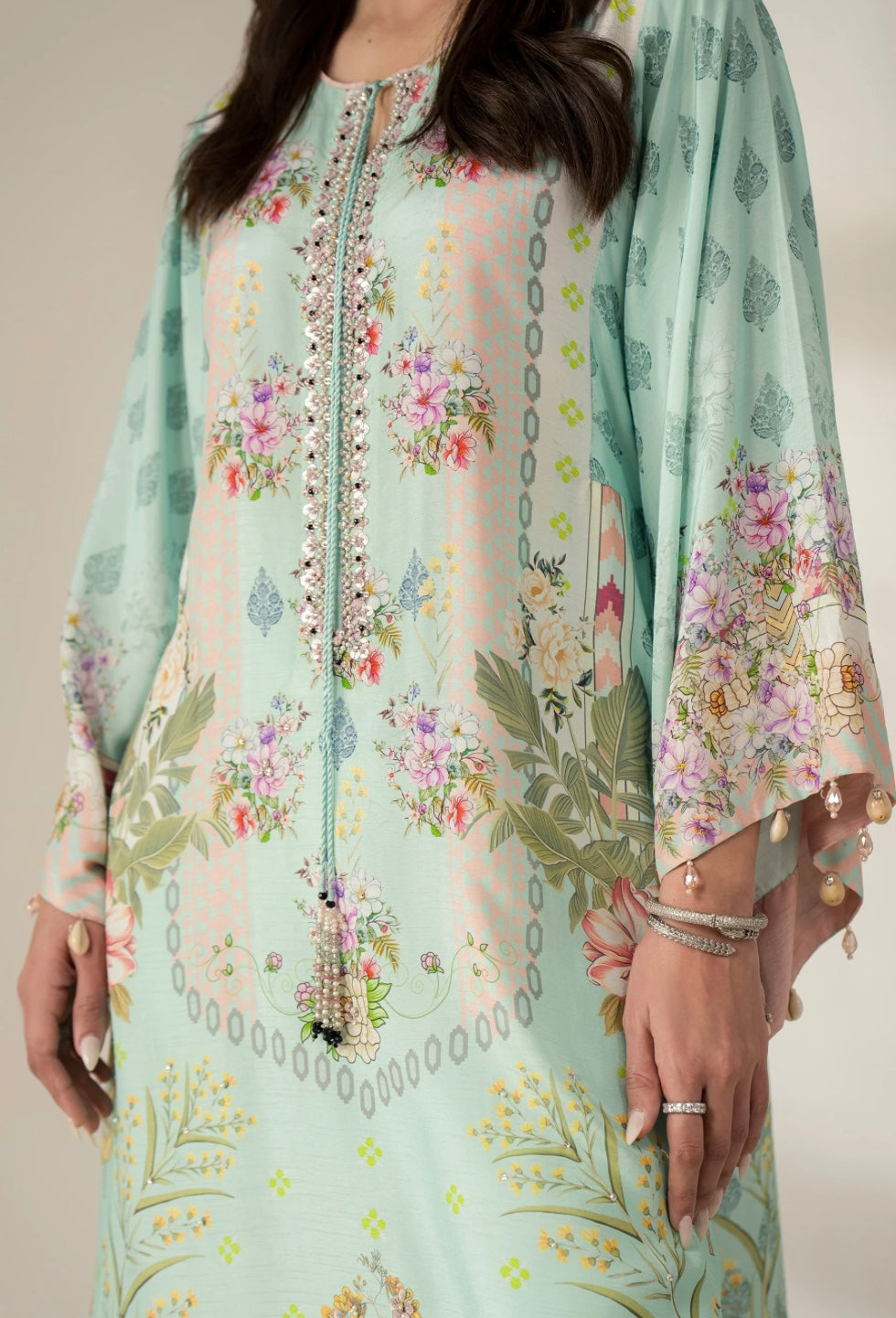 AMMARA KHAN AK PRINTS’24 | FLORAL BOHO GLAM KAFTAN