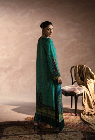 AMMARA KHAN AK PRINTS’24 | PEACOCK GARDEN KAFTAN SET