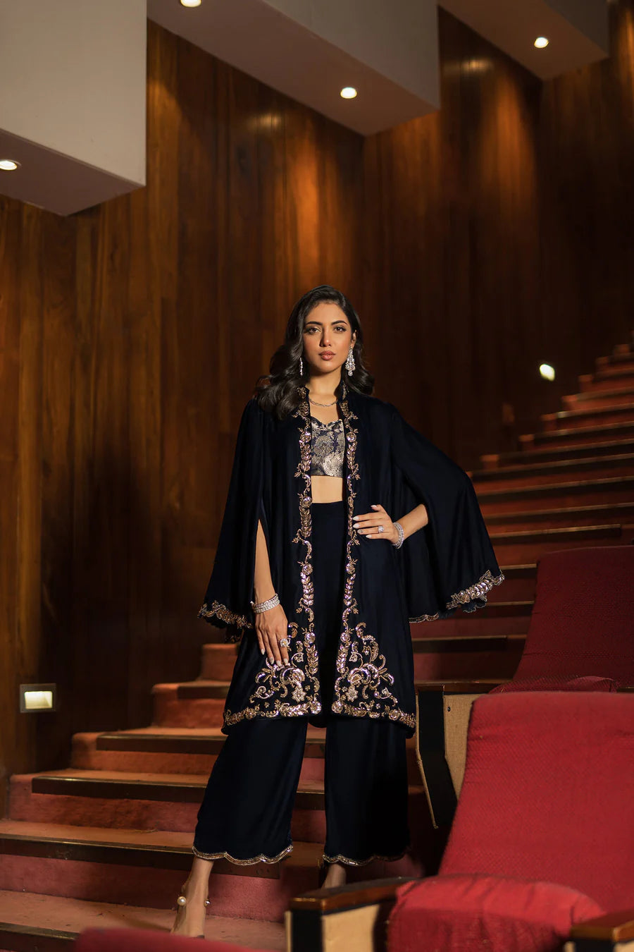 AMMARA KHAN RENDEZVOUS’24 | GRAND NAVY BLUE VELVET SET