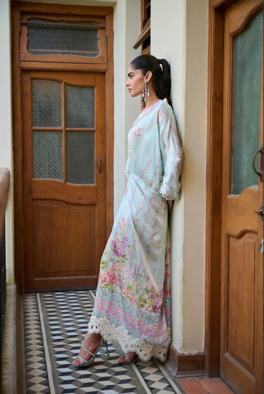 DHANAK SILK PRET’24 | SKY BLUE HAND EMBELLISHED KAFTAN