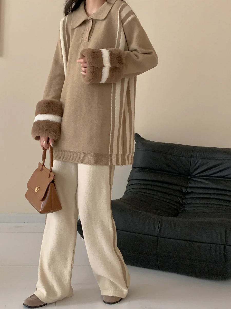 HASSAL AUTUMN WINTER’24 | MELLISA BEIGE FUR CONTRAST SET