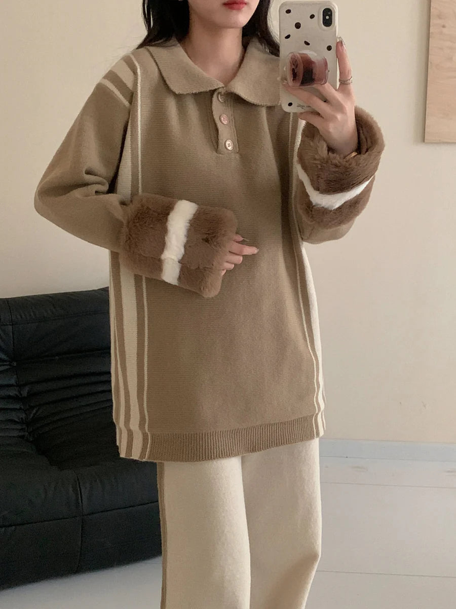 HASSAL AUTUMN WINTER’24 | MELLISA BEIGE FUR CONTRAST SET