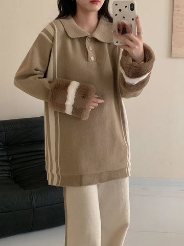 HASSAL AUTUMN WINTER’24 | MELLISA BEIGE FUR CONTRAST SET