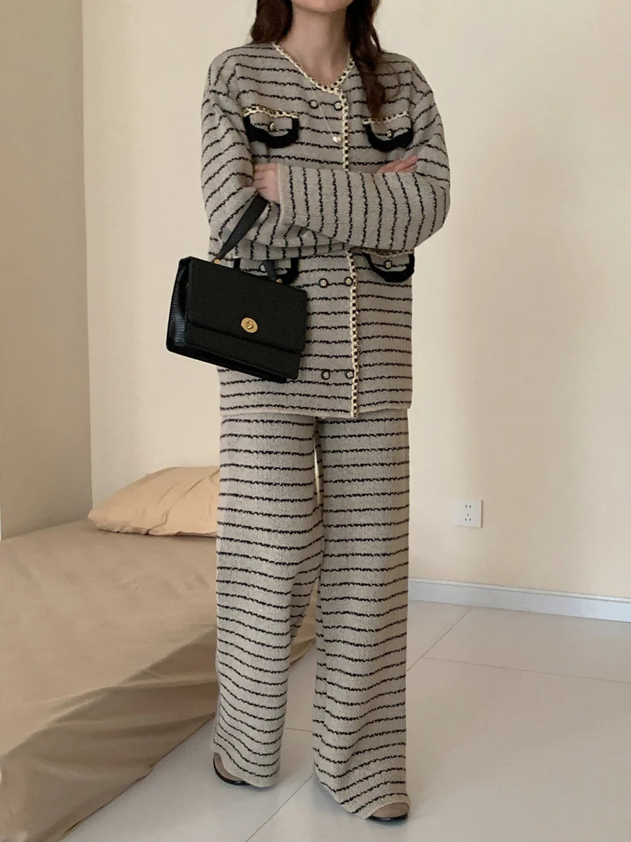 HASSAL AUTUMN WINTER’24 | SIBEL GREY & BLACK STRIPE 2PC SET