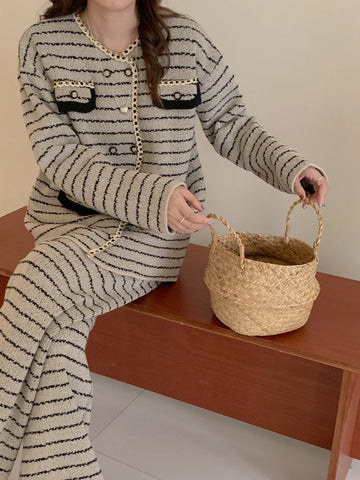 HASSAL AUTUMN WINTER’24 | SIBEL GREY & BLACK STRIPE 2PC SET