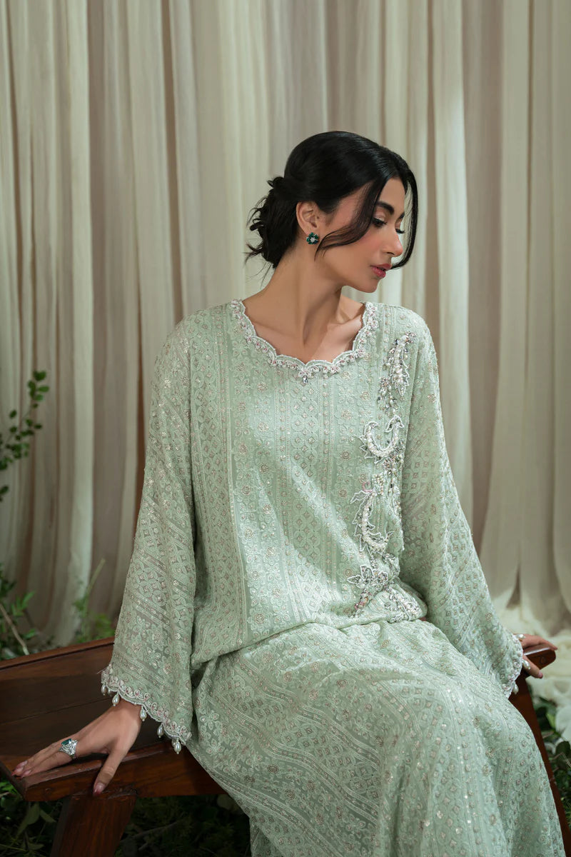 AMMARA KHAN ‘SIA EID LUXURY’25 | MINT CHIKANKARI KAFTAN